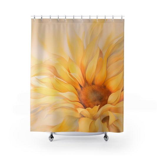 Watercolor Sunflower Shower Curtain,  Elegant Bathroom Decor, Nature-Inspired Bath, Bathroom Makeover,  #4786