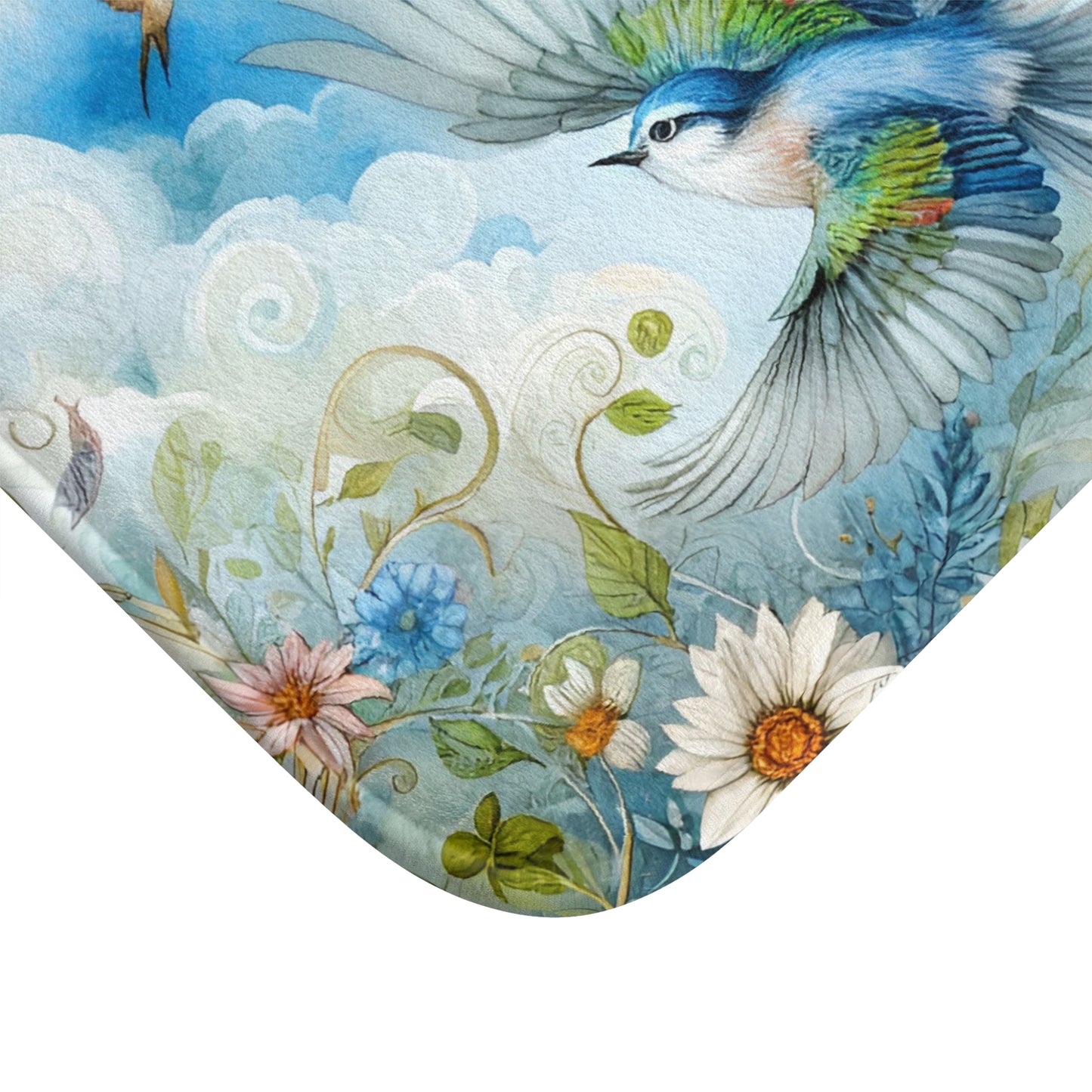 Bluebirds in Flight Bath Accent Rug -  Bath Mat, Non-Slip #5151