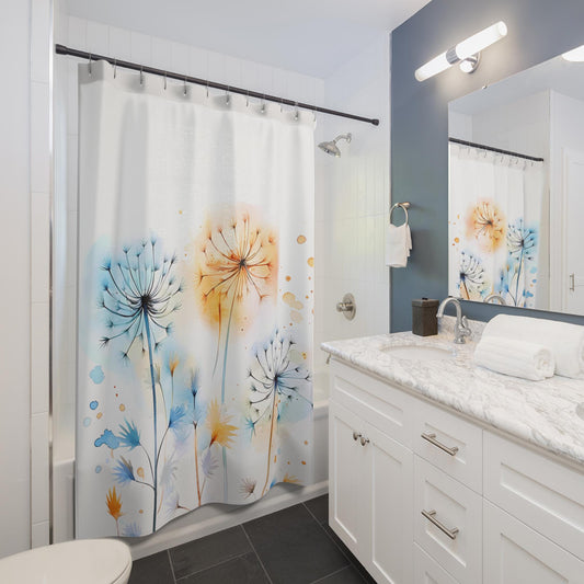 Shower Curtain - Watercolor Dandelions Design , Bath Decor,  Floral Themed Decor #5046