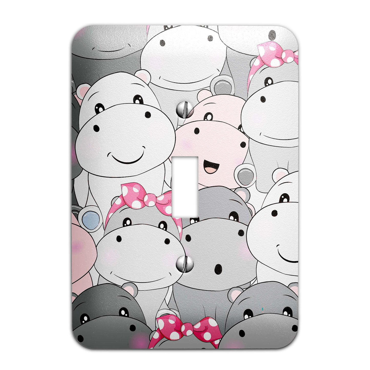 a light switch cover with a bunch of hippos