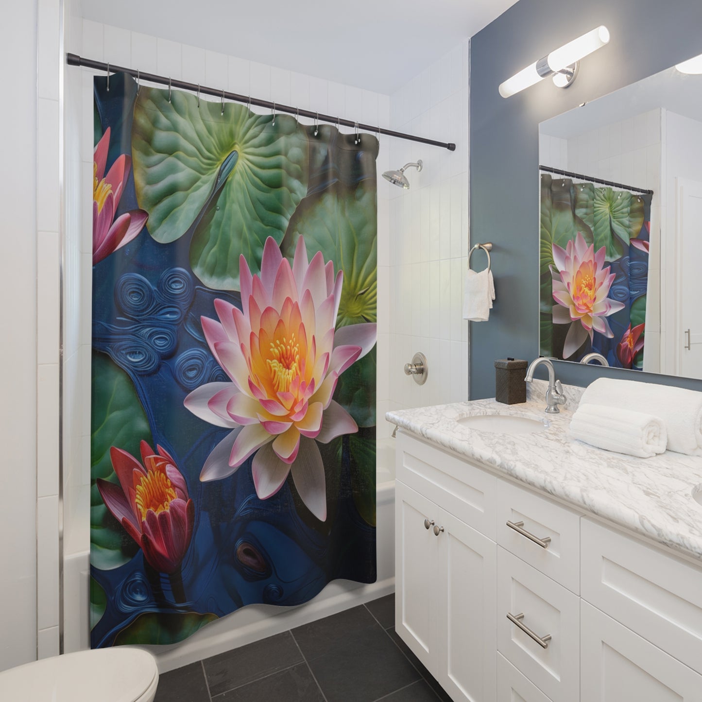 Lotus Flower Shower Curtains, Zen Bathroom Decor, Floral Bathroom Curtain, Spa-Like Home Decor, Nature Lover Gifts, Boho Style Bathroom 5089