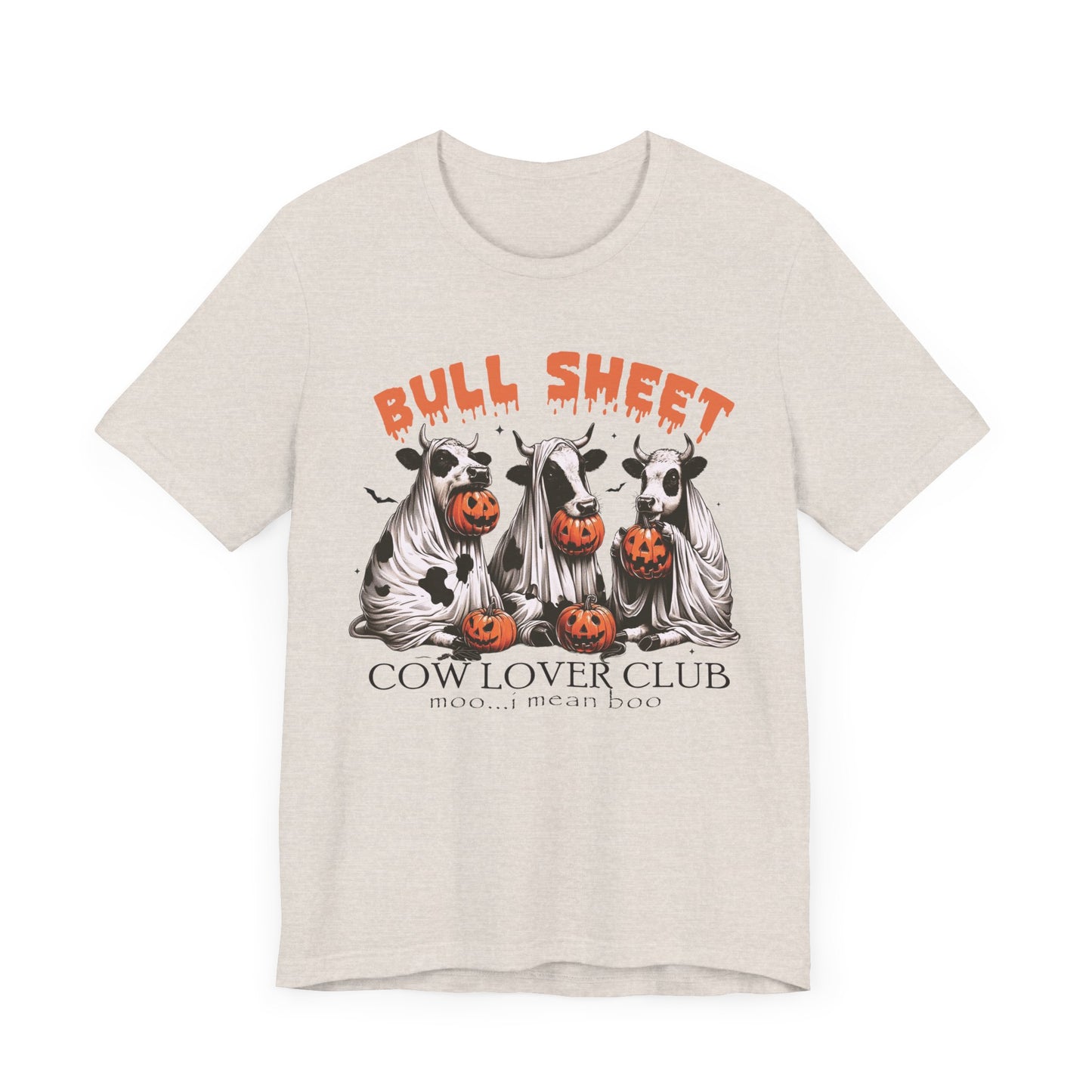 Bull Sheet Unisex Jersey Short Sleeve Tee, Halloween Ghost Cows Shirt, Spooky Cow Halloween Gifts, Cow Lover Gift Tee #5123