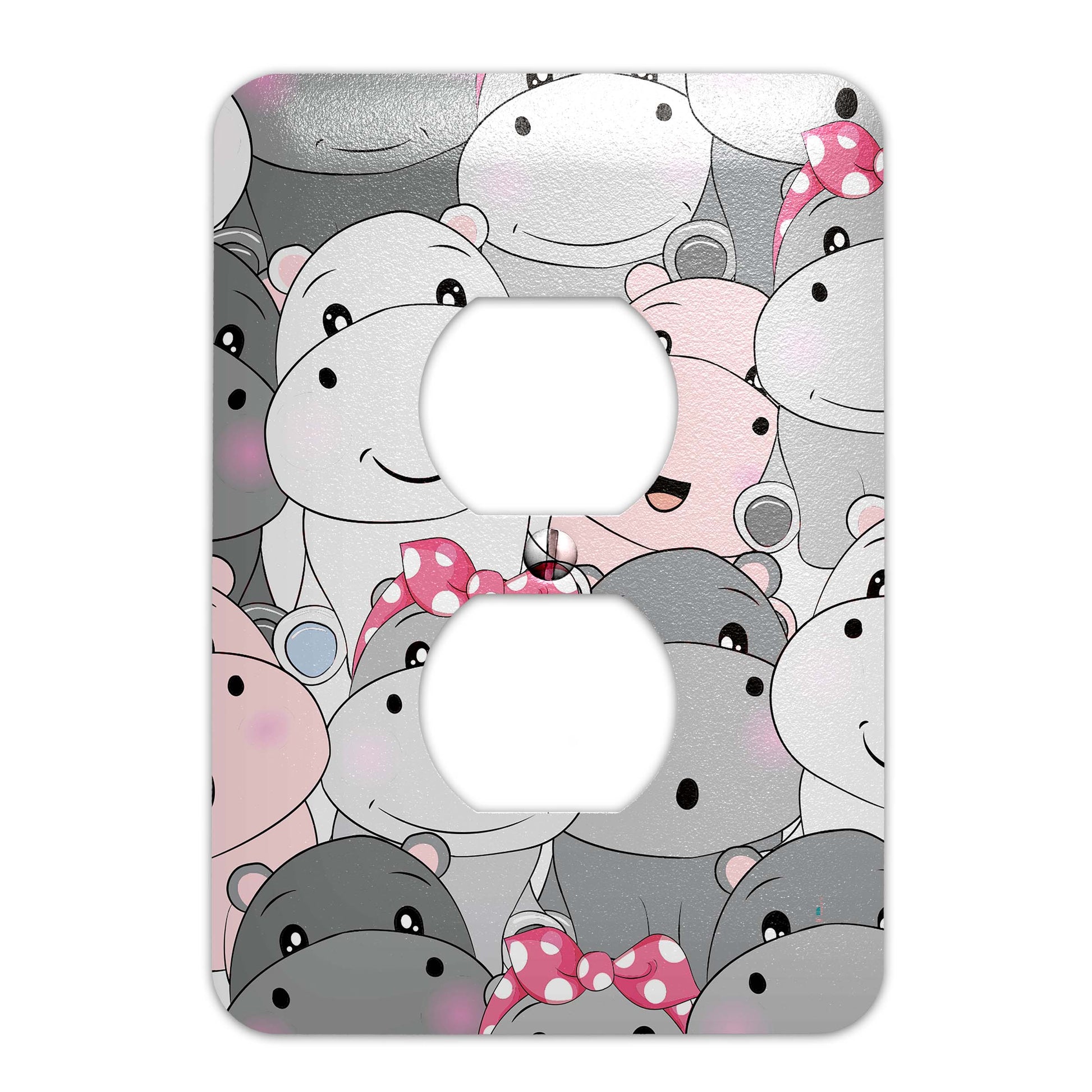 a light switch cover with a bunch of stuffed animals on it