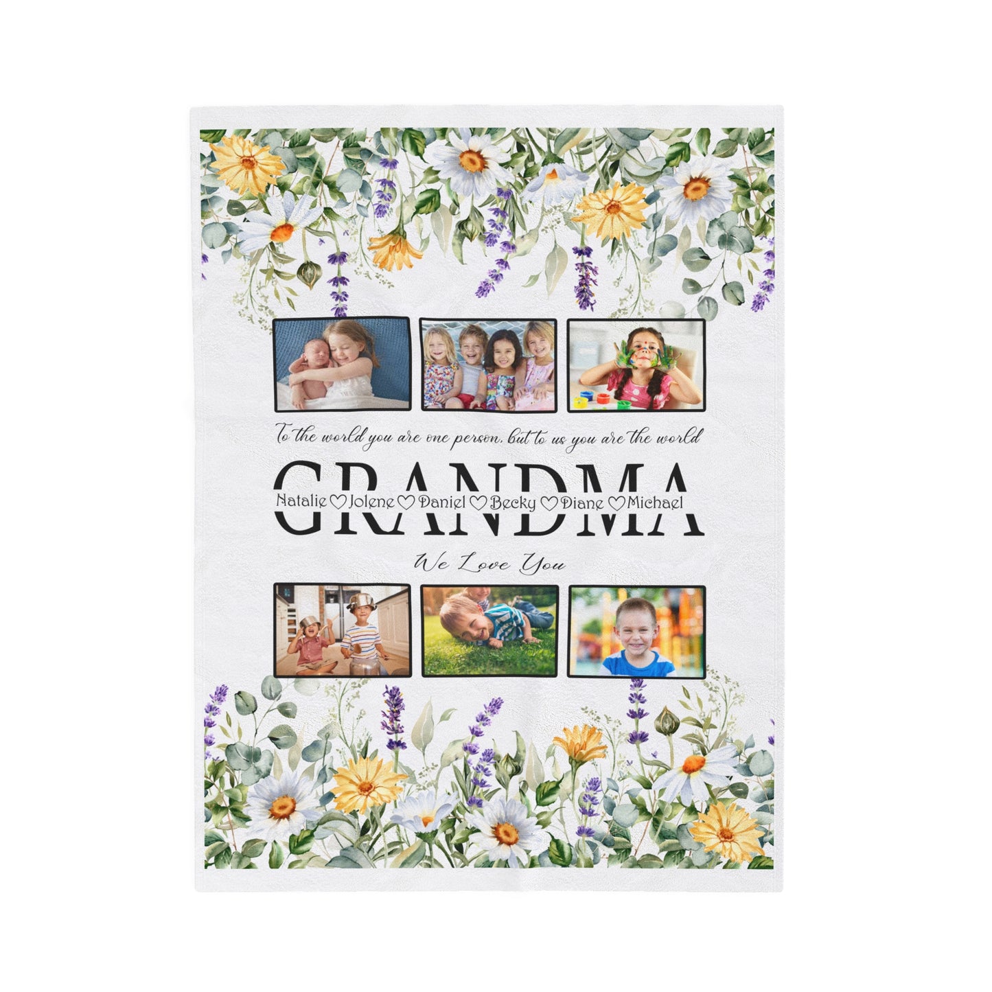 Grandma Photo Blanket - You Are Our World Personalized Plush Blanket, Couch Blanket, Bed Blanket, Travel Blanket, RV Blanket #5161
