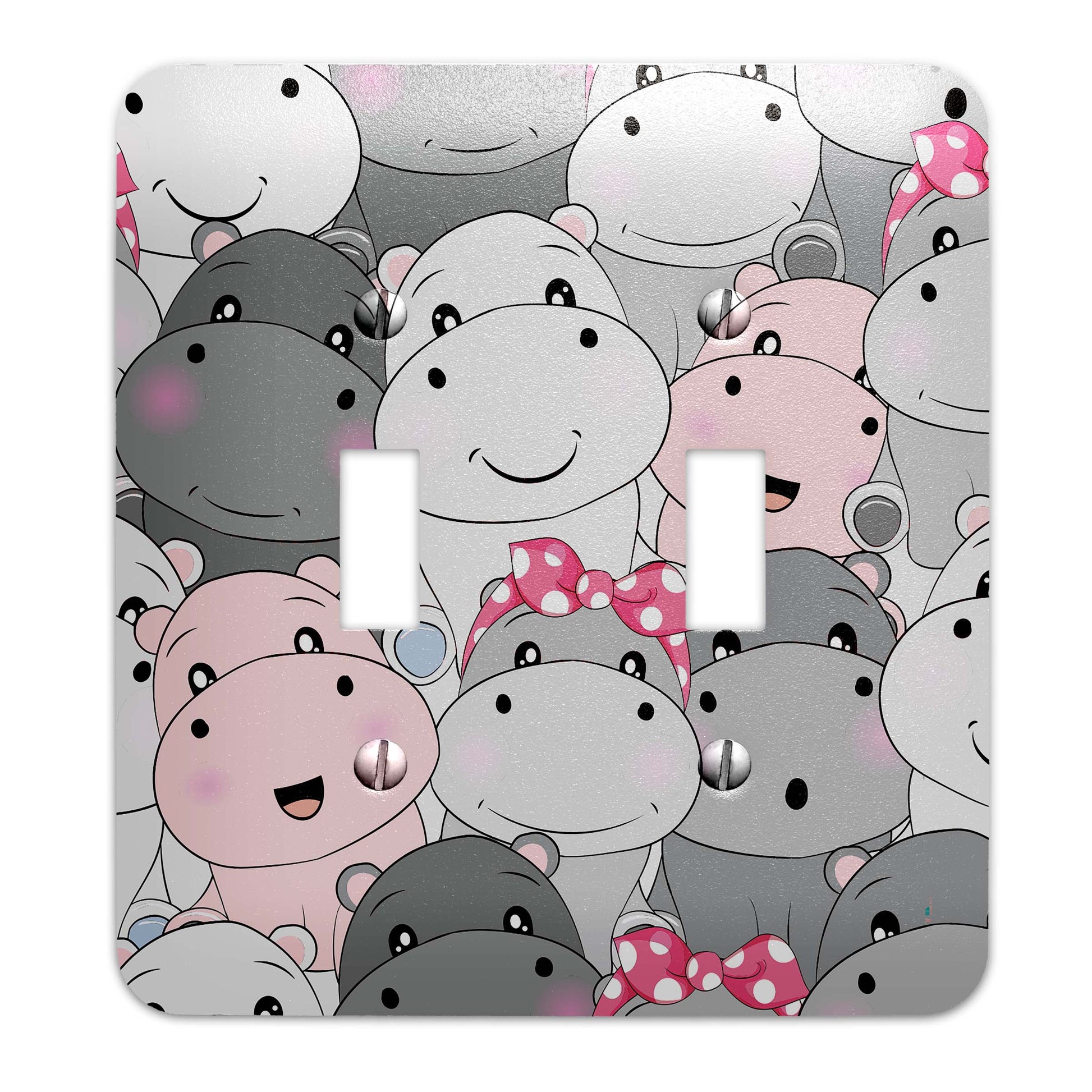 a light switch cover with a bunch of hippos
