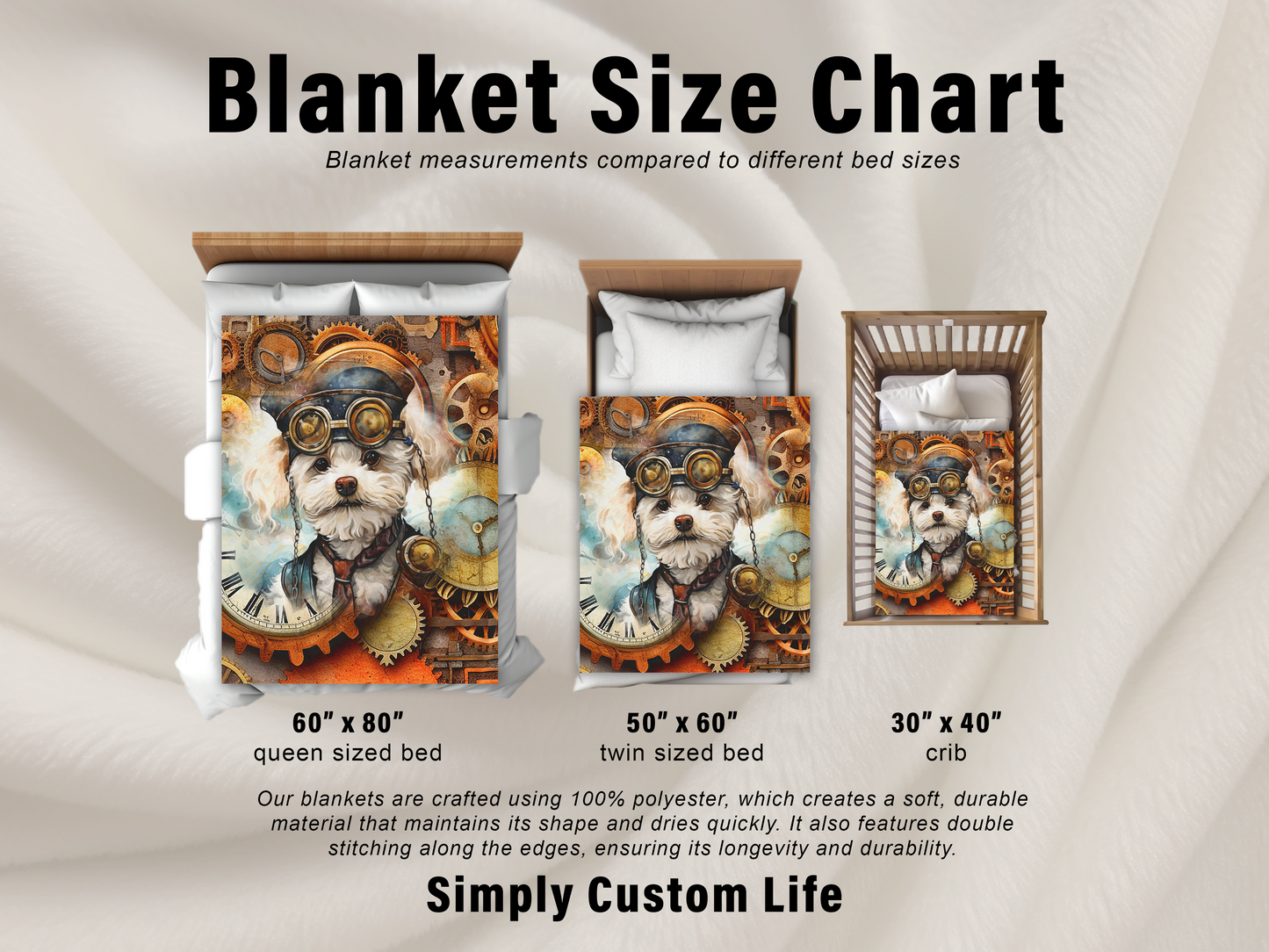 Steampunk Dog Velveteen Plush Blanket, Steampunk Fan, Dog Mom Gift, Dog Lover, Available in 2 sizes, #5056