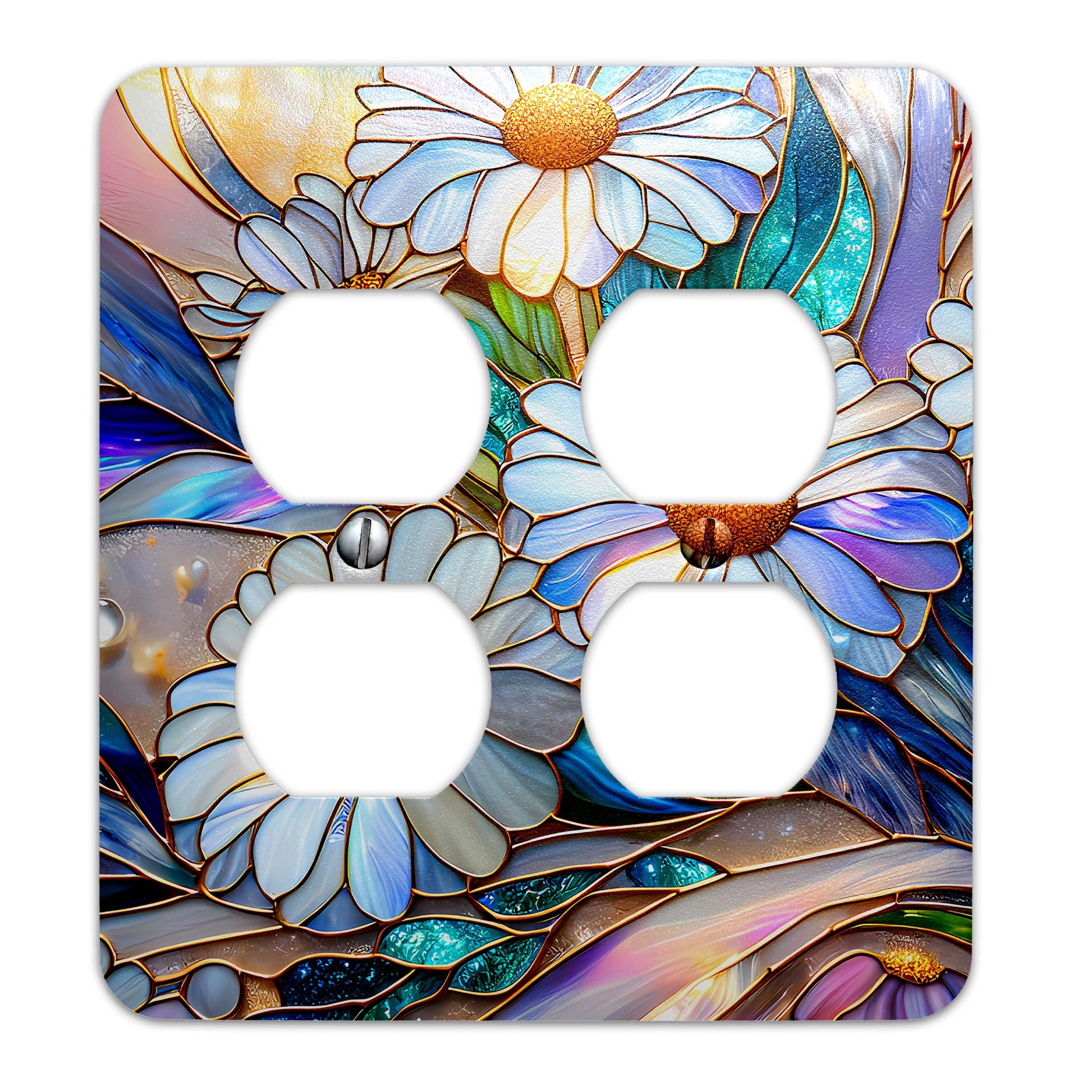 Luminescent Daisies Light Switch Cover - Decorative Floral Wallplate for Home Decor, Multiple Sizes Available