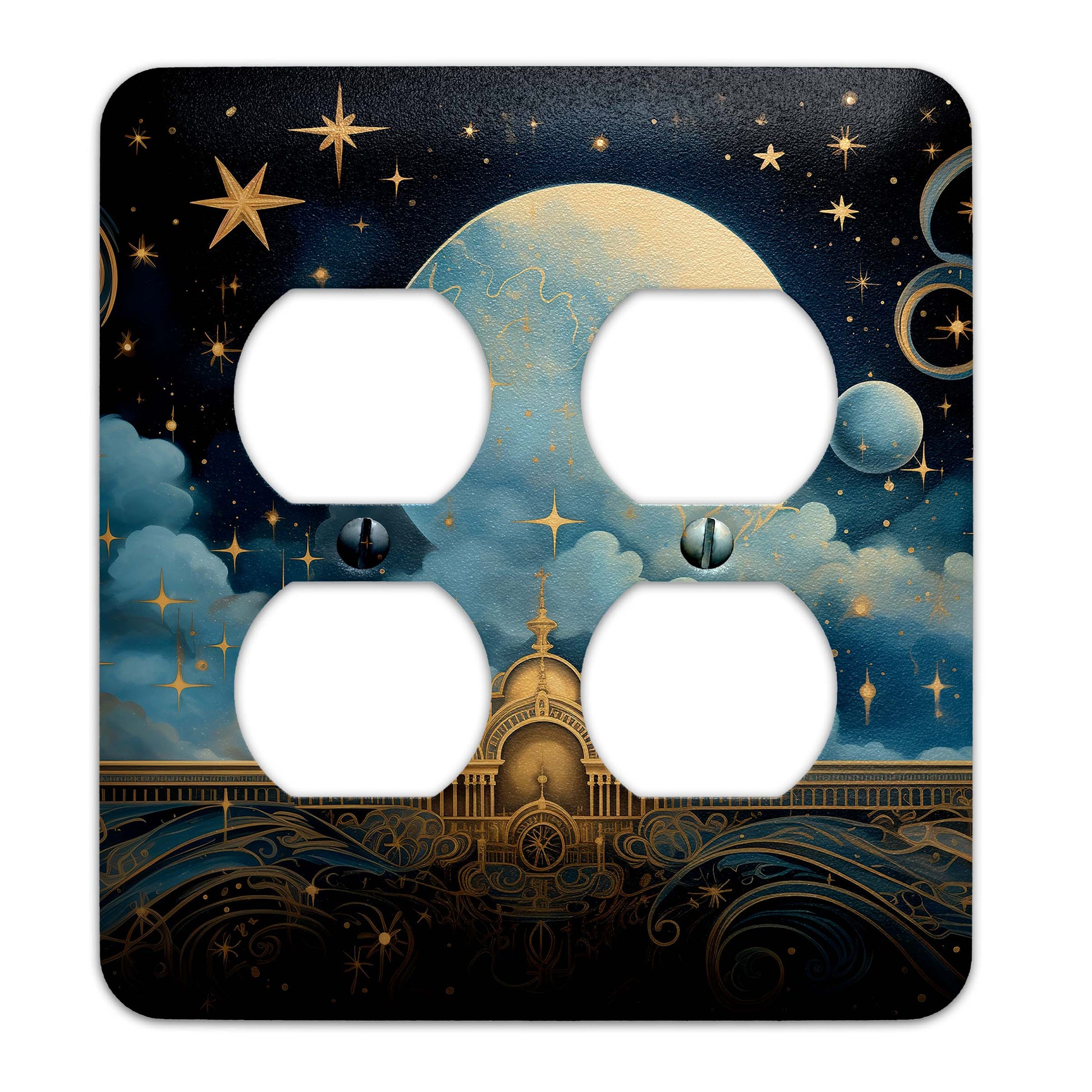 Celestial Punk Light Switch Cover – Decorative wallplate with cosmic galaxy design, perfect for adding an edgy aesthetic to home decor.