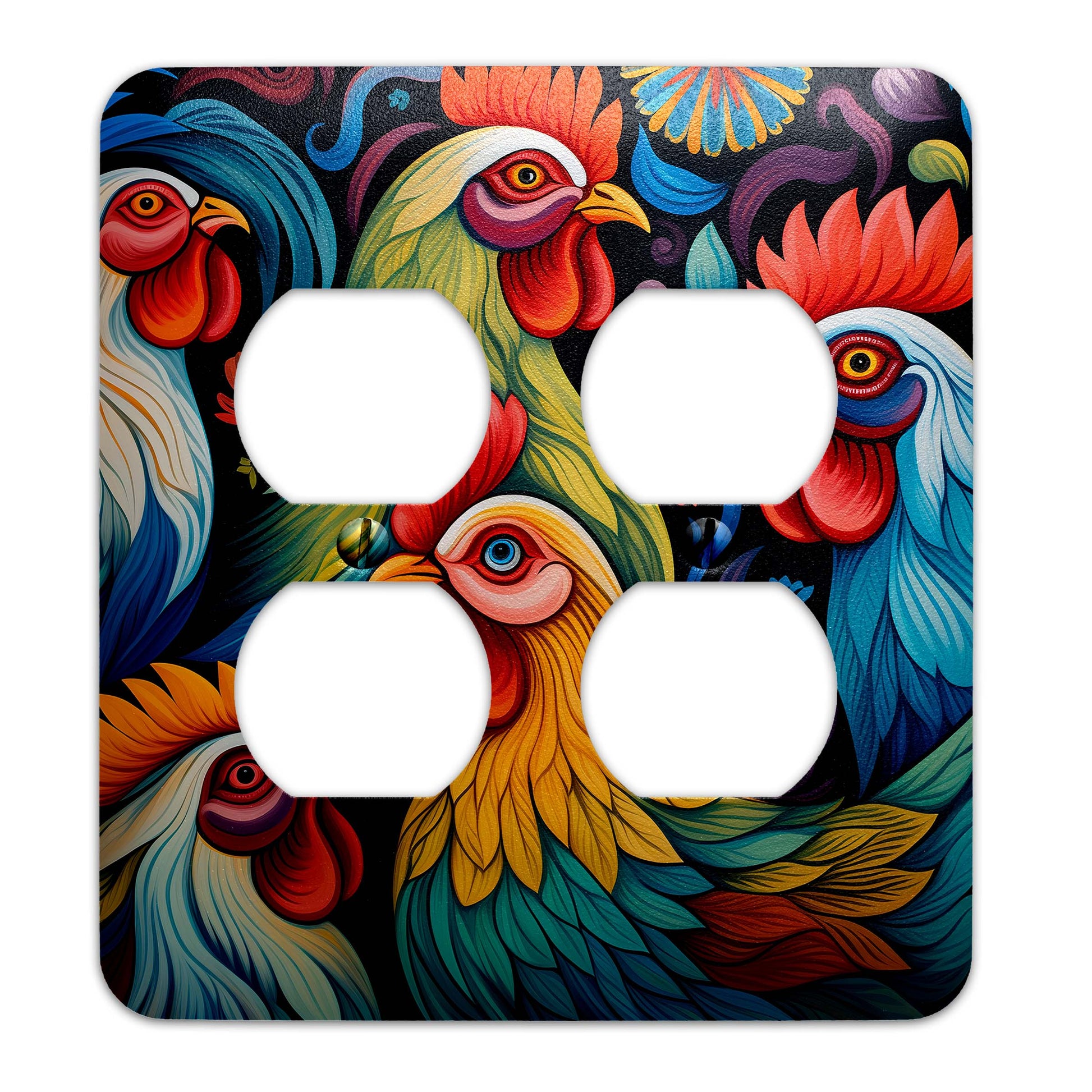 Feathered Fiesta Light Switch Cover – Colorful Decorative Wallplate for Home Decor, Available in Multiple Sizes
