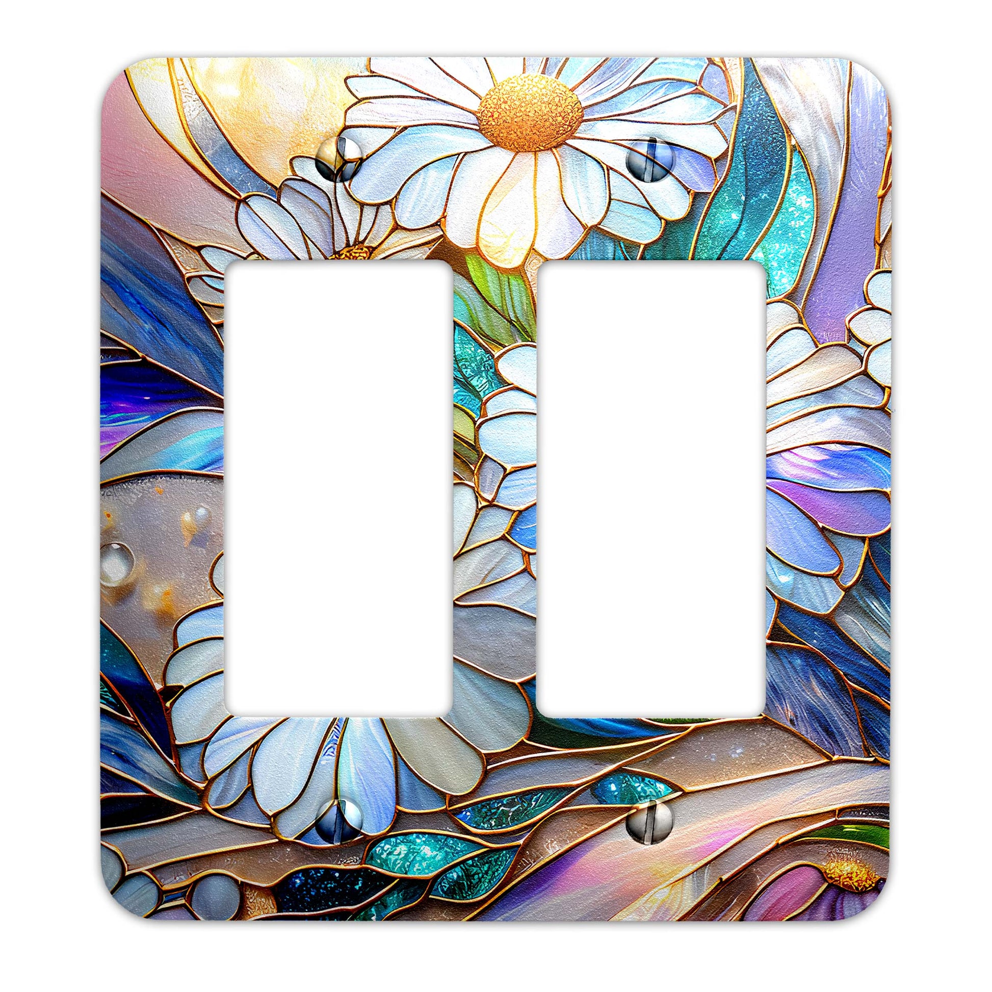 Luminescent Daisies Light Switch Cover - Decorative Floral Wallplate for Home Decor, Multiple Sizes Available