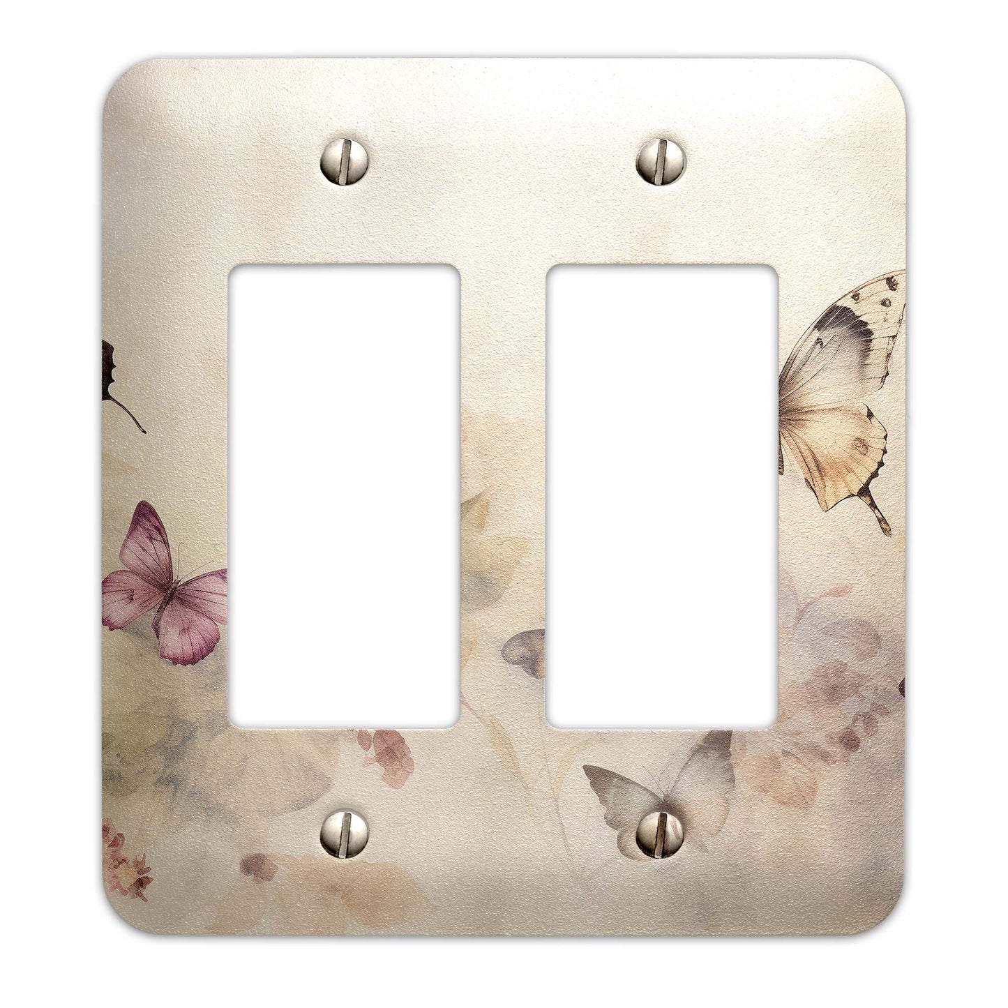Delicate Watercolor Butterflies Light Switch Cover - Metal SwitchPlate, Multiple Sizes - #5268