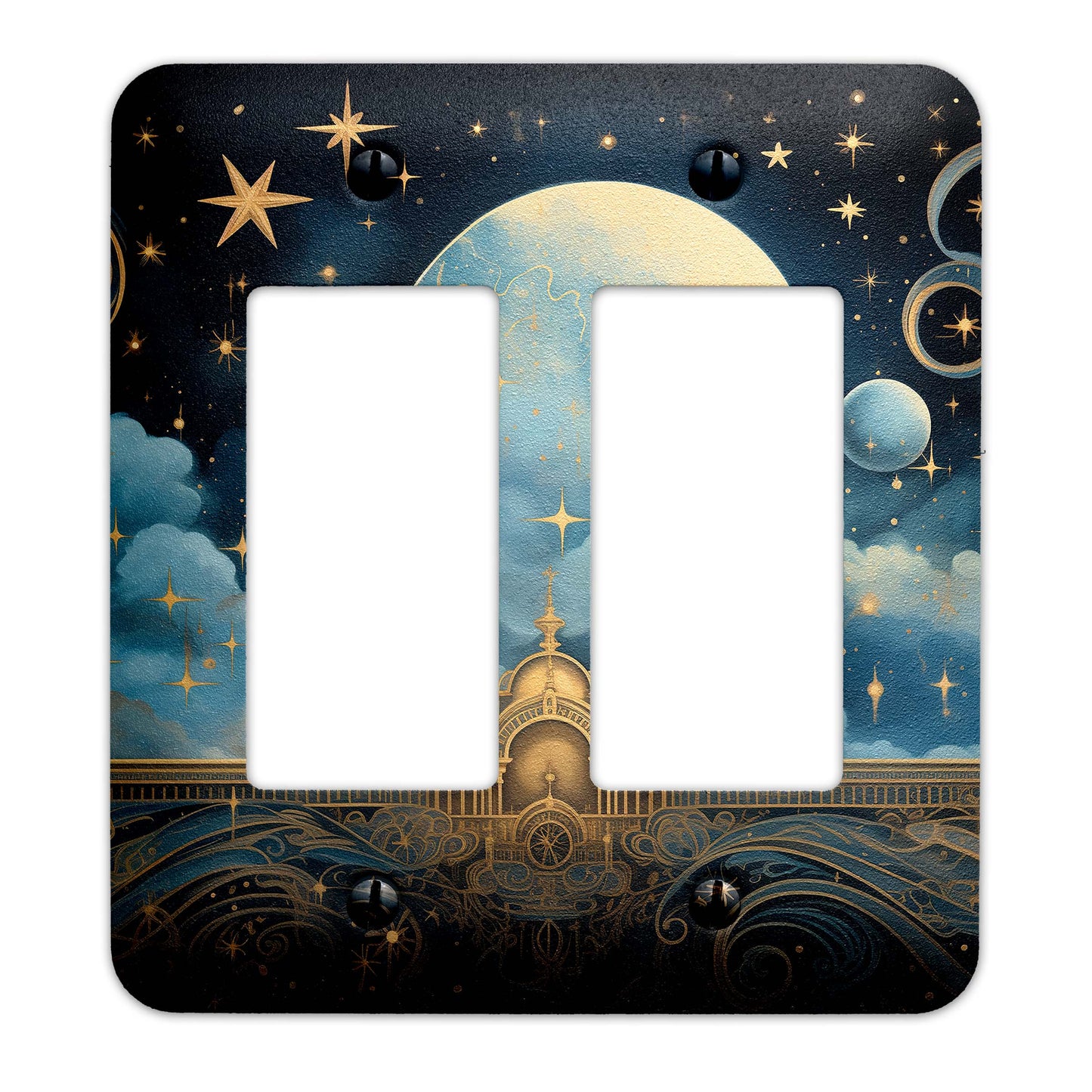 Celestial Punk Light Switch Cover – Decorative wallplate with cosmic galaxy design, perfect for adding an edgy aesthetic to home decor.