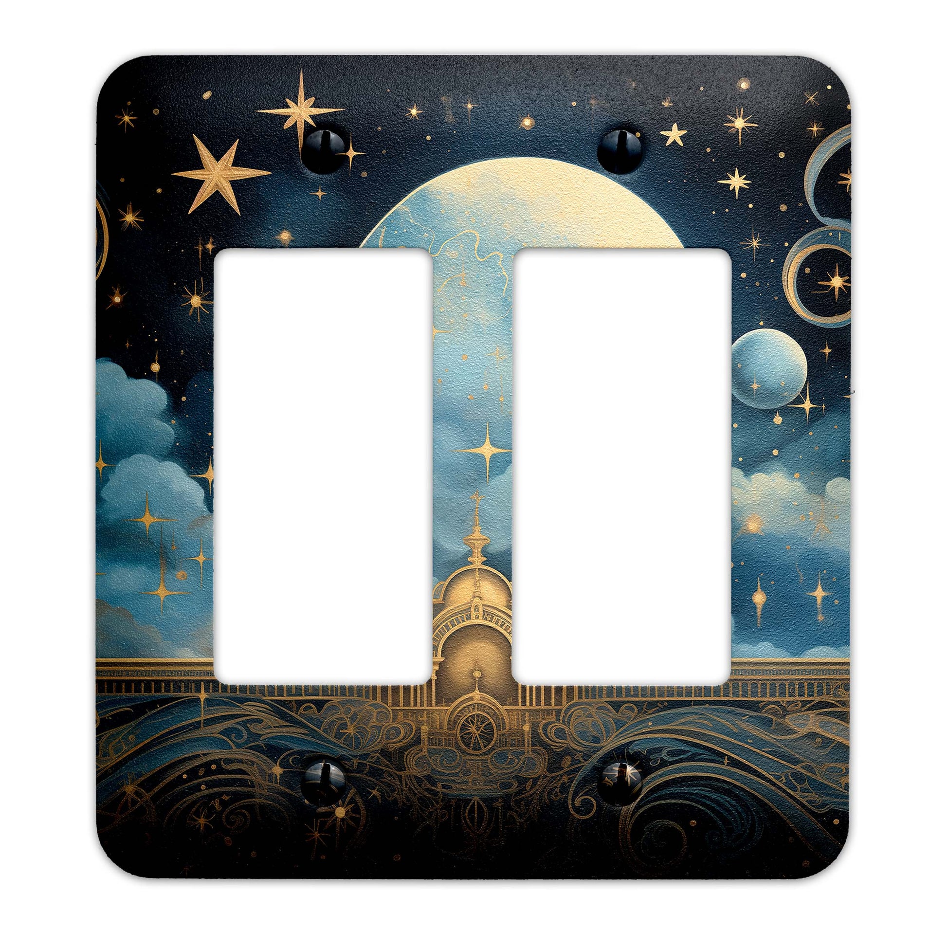 Celestial Punk Light Switch Cover – Decorative wallplate with cosmic galaxy design, perfect for adding an edgy aesthetic to home decor.