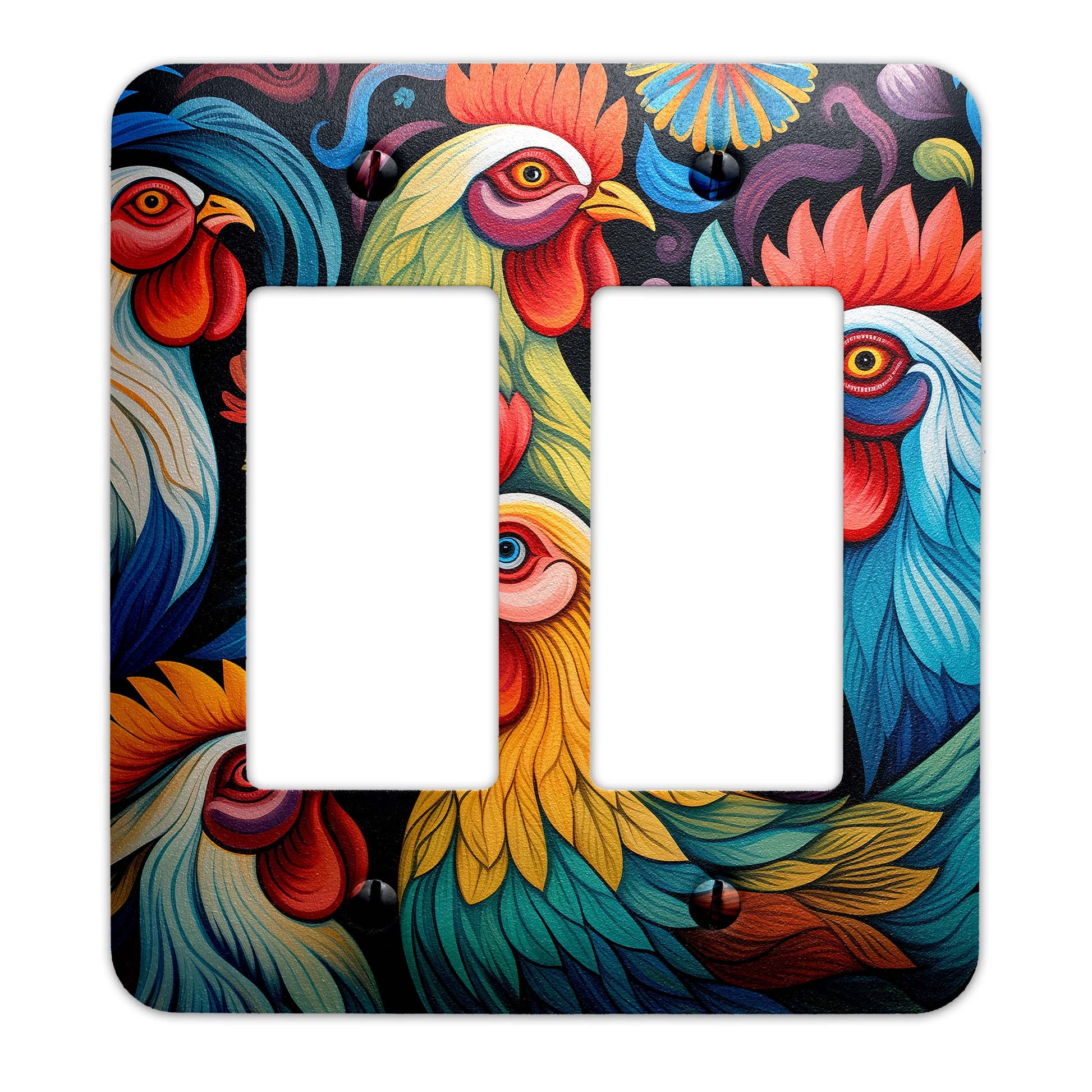 Feathered Fiesta Light Switch Cover – Colorful Decorative Wallplate for Home Decor, Available in Multiple Sizes