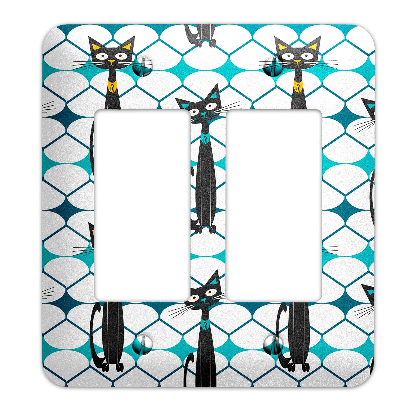 Mid Century Modern Atomic Cat Decorative Switchplate | Metal Light Switch Cover, Multiple Sizes, Home Decor - #5369