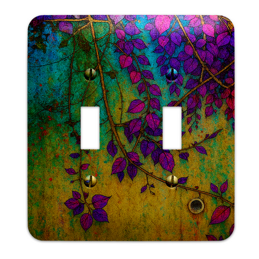 Petals on Patina Watercolors Switch Plate Cover – Metal Light Switch, Multiple Sizes, Home Decor - #5392