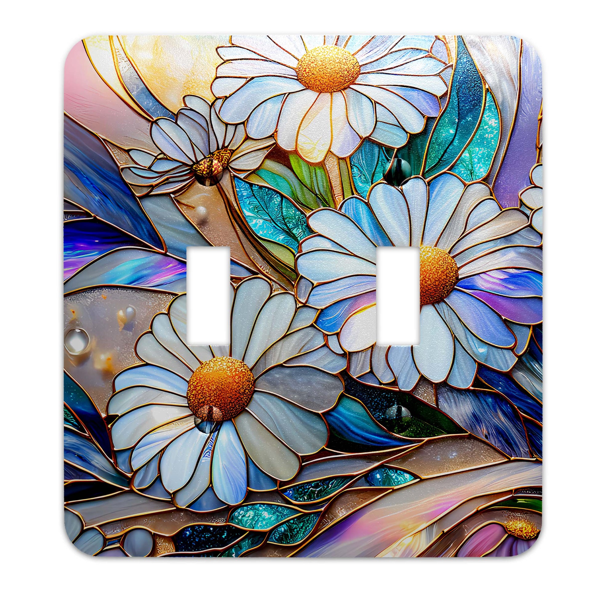Luminescent Daisies Light Switch Cover - Decorative Floral Wallplate for Home Decor, Multiple Sizes Available