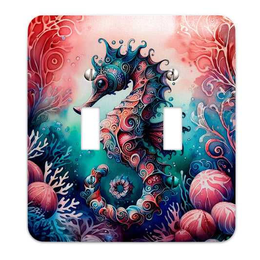 Mystical Seahorse Light Switch Cover - Decorative Ocean-Themed Wallplate for Home Decor, Multiple Sizes Available