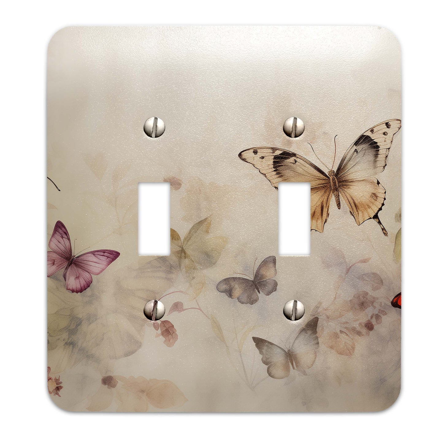 Delicate Watercolor Butterflies Light Switch Cover - Metal SwitchPlate, Multiple Sizes - #5268