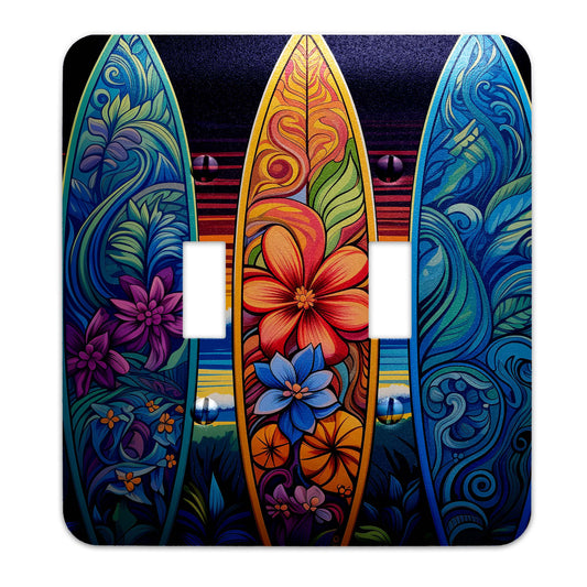 Surf's Up Colorful Tropical Light Switch Cover - Metal SwitchPlate, Multiple Sizes - #5285