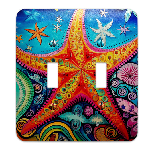 Metal SwitchPlate - Coloful Starfish in the Sea Light Switch Cover, Multiple Sizes - #5287