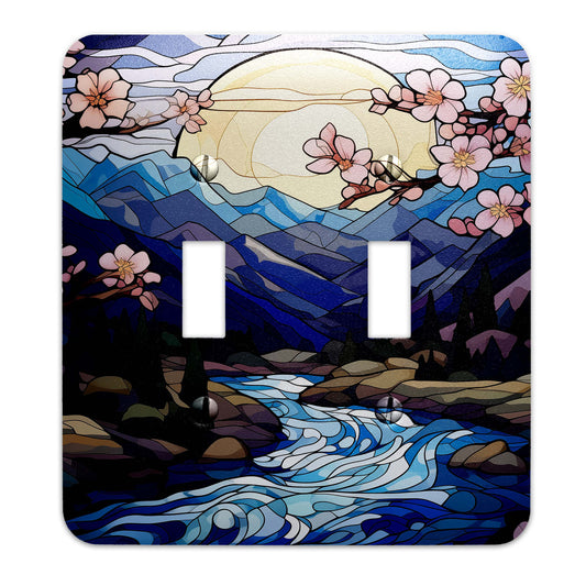 Metal SwitchPlate - Cherry Blossom Sunrise Over the Mountains Light Switch Cover, Multiple Sizes - #5291