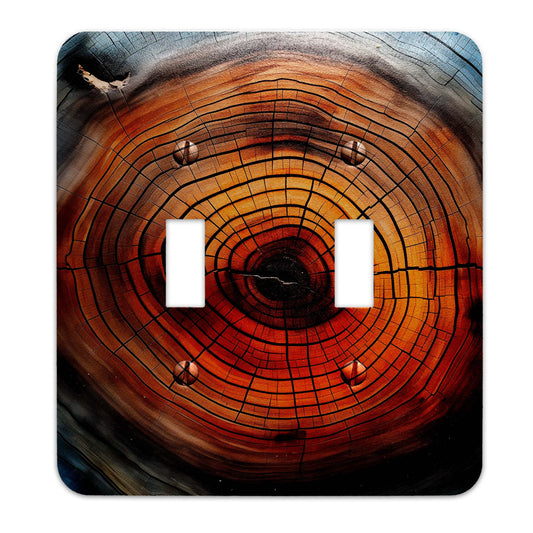Rustic tree rings metal switch plate cover – nature-inspired light switch cover for cabins and rustic home decor