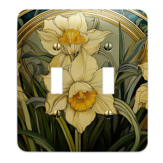 Metal SwitchPlate - Art Nouveaux Daffodils Switch Cover, Multiple Sizes - #5297