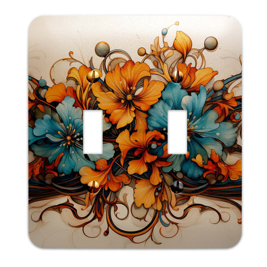 Art Nouveau watercolor floral switch plate, vintage botanical light switch cover, pastel floral metal wall plate, elegant home decor, antique-inspired switch plate