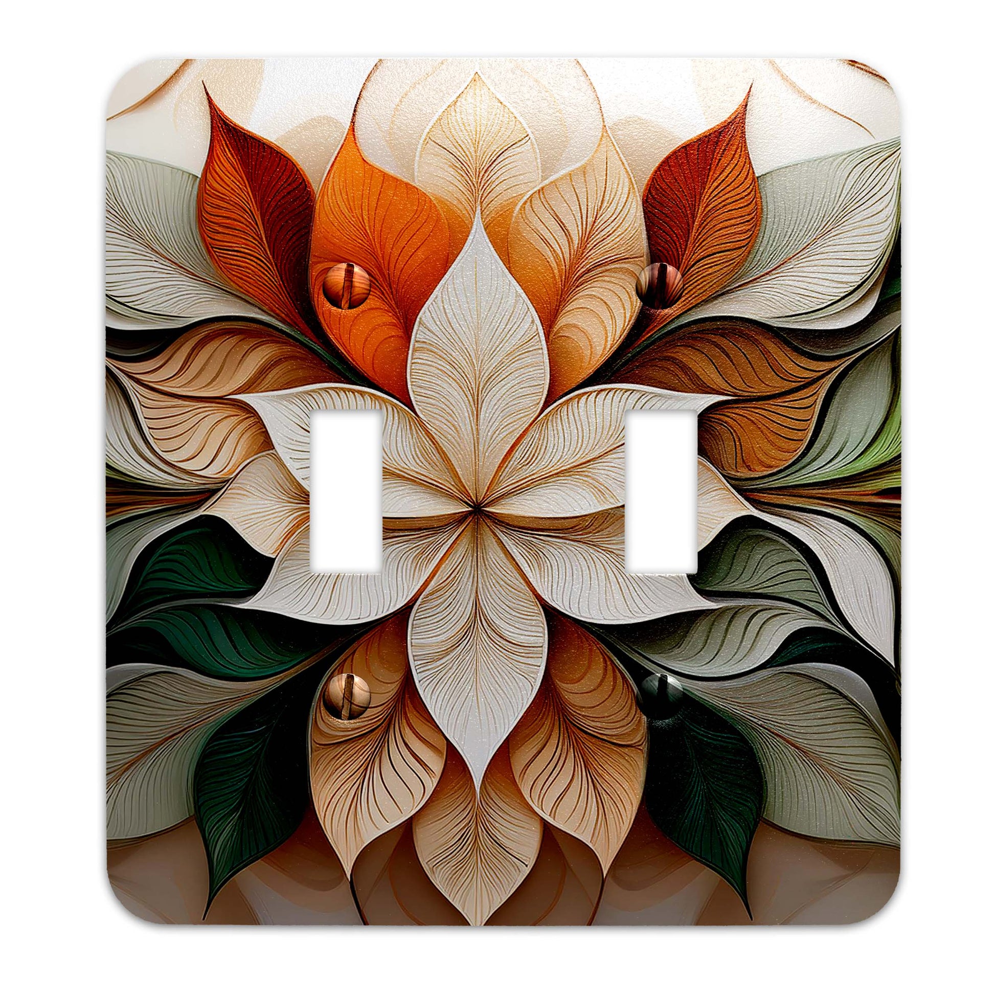 Intricate floral metal switch plate, flowers and leaves light switch cover, botanical metal switch cover, vintage floral wall plate, elegant switch plate