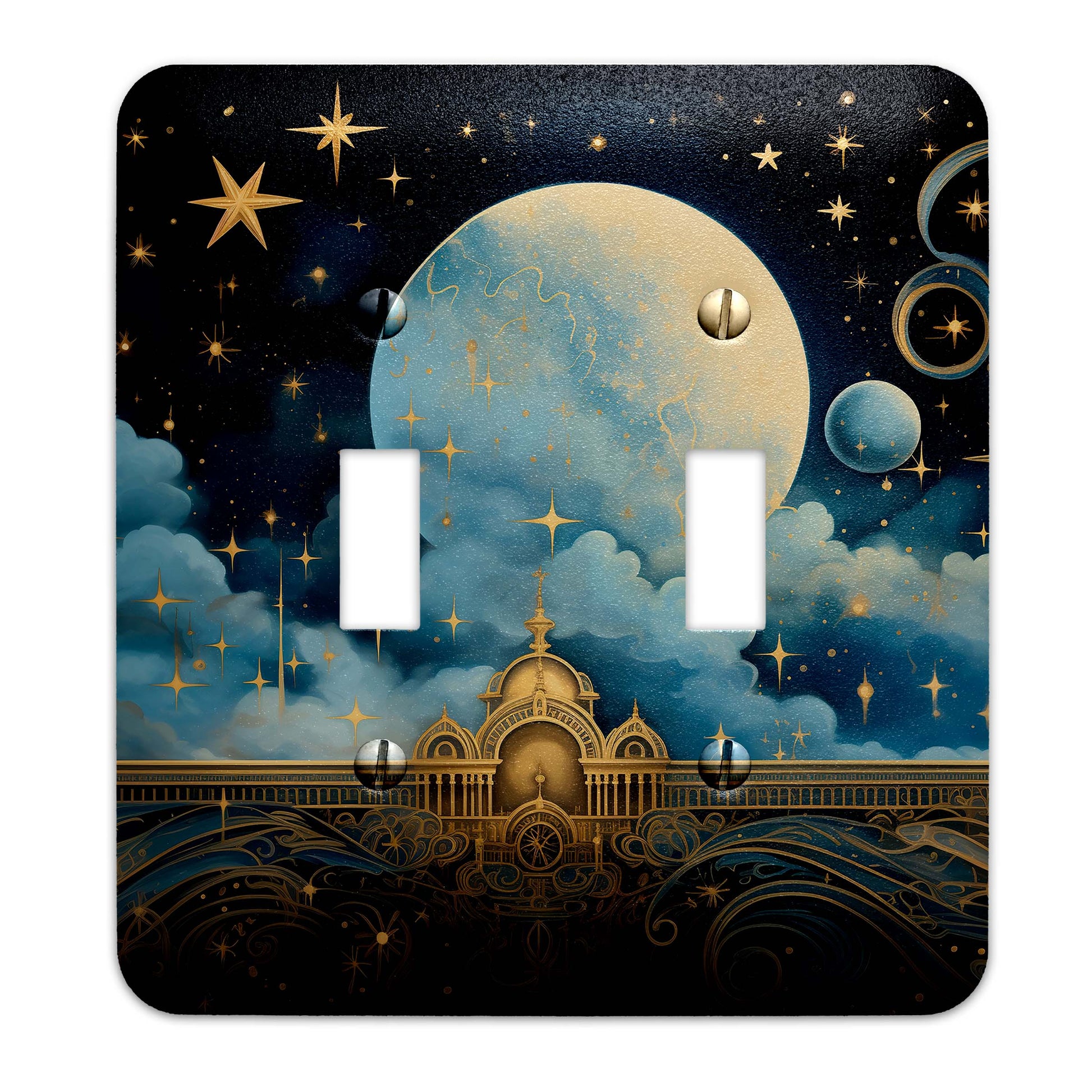 Celestial Punk Light Switch Cover – Decorative wallplate with cosmic galaxy design, perfect for adding an edgy aesthetic to home decor.