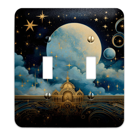 Celestial Punk Light Switch Cover – Decorative wallplate with cosmic galaxy design, perfect for adding an edgy aesthetic to home decor.