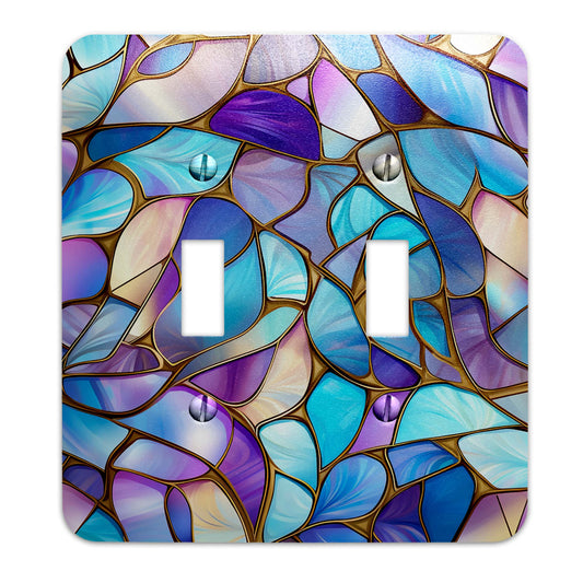Pastel mosaic stained glass light switch cover, decorative wall plate for home décor, colorful switch cover for light switches