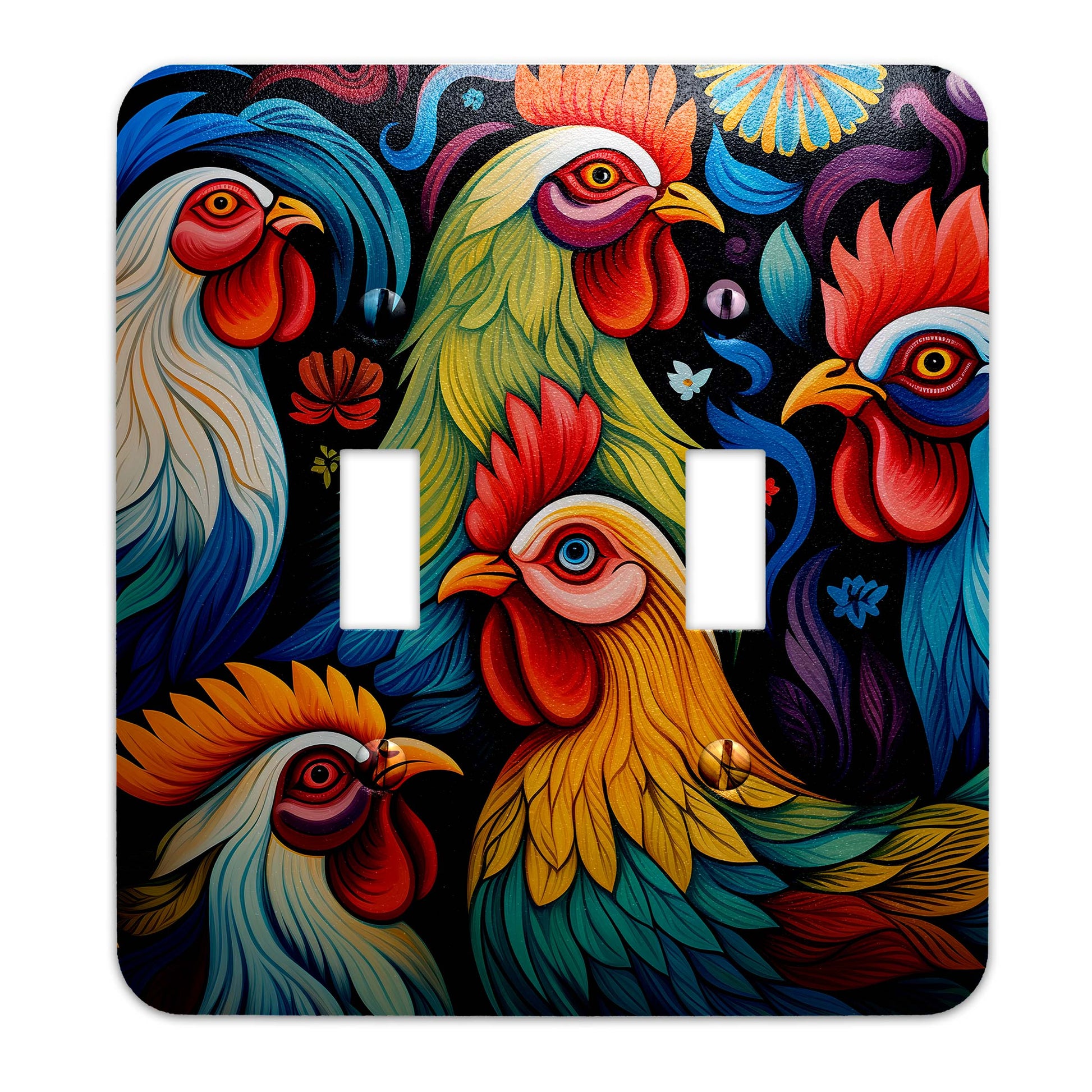 Feathered Fiesta Light Switch Cover – Colorful Decorative Wallplate for Home Decor, Available in Multiple Sizes