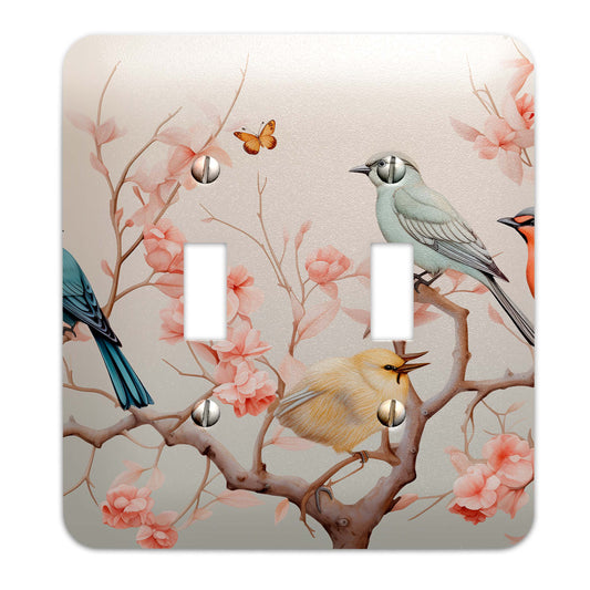 Decorative Switchplate -  Spring has Sprung Cherry Blossoms and Birds Light Switch Cover, Multiple Sizes, Home Decor - #5324