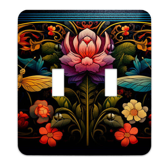 Decorative Switchplate -  Art Nouveaux Gilded Garden Symphony Metal Light Switch Cover, Multiple Sizes, Home Decor - #5329