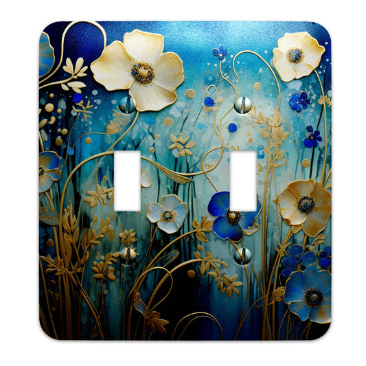 Decorative Wallplate -  Gustav Klimt Inspired Midnight Gilded Garden Light Switch Cover, Multiple Sizes, Home Decor - #5336