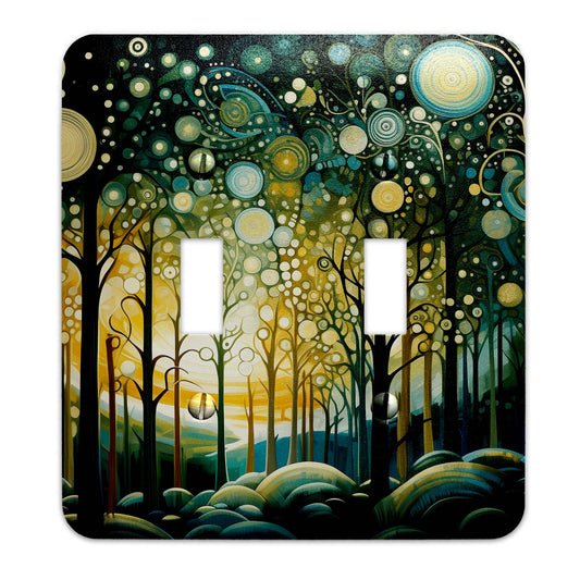 Klimt Inspired Abstract Art Luminous Forest Dreams Decorative Switchplate | Light Switch Cover, Multiple Sizes, Home Decor - #5340