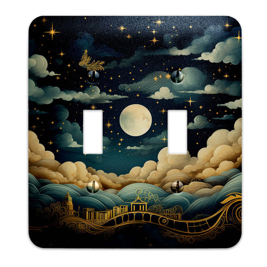 Golden Dreamscape Decorative Switchplate | Light Switch Cover, Multiple Sizes, Home Decor - #5349