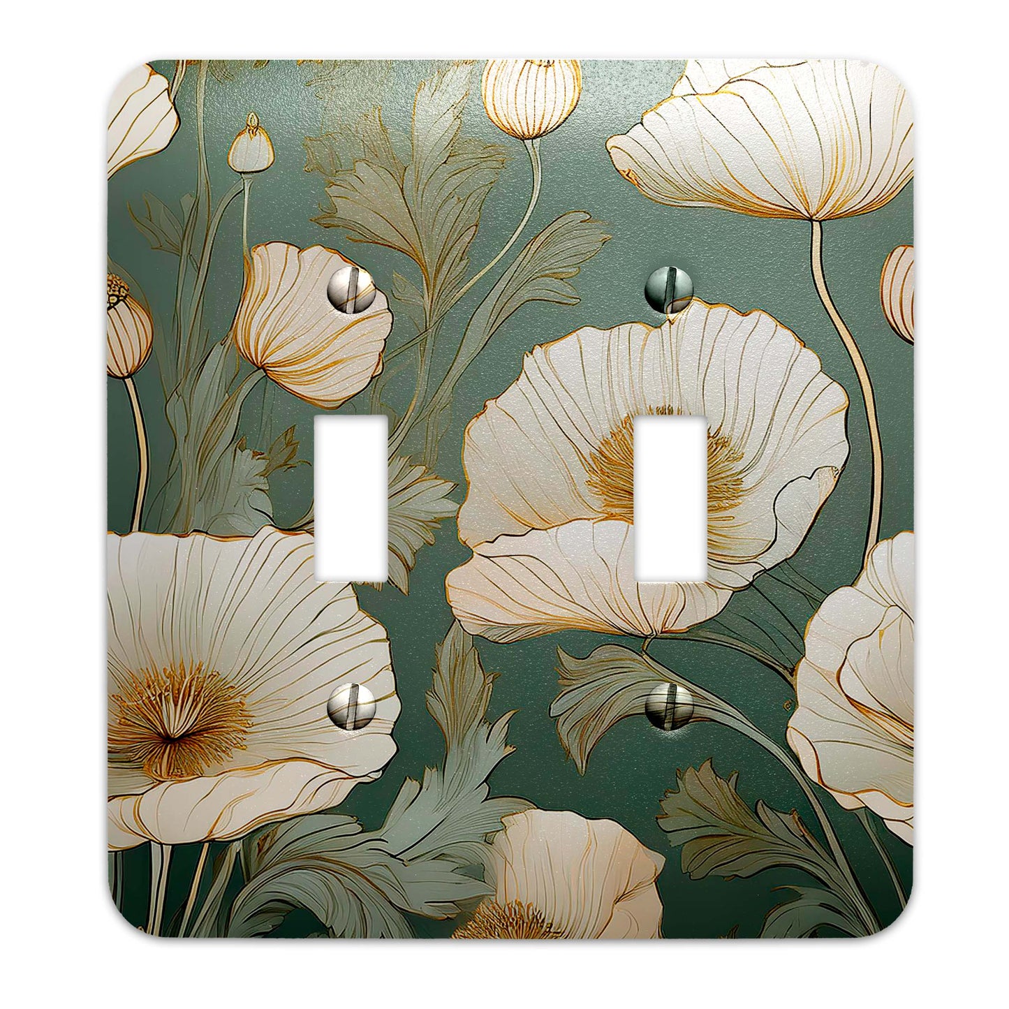Vintage Floral on Sage Green Decorative Switchplate | Light Switch Cover, Multiple Sizes, Home Decor - #5352