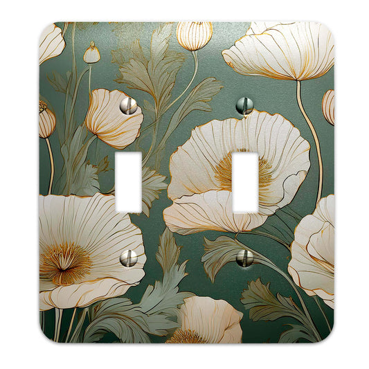 Vintage Floral on Sage Green Decorative Switchplate | Light Switch Cover, Multiple Sizes, Home Decor - #5352