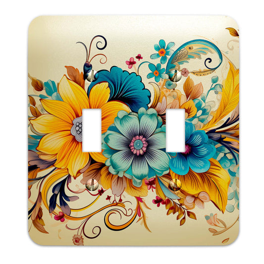 Whimsical Flourish Floral Decorative Switchplate | Metal Light Switch Cover, Multiple Sizes, Home Decor - #5362