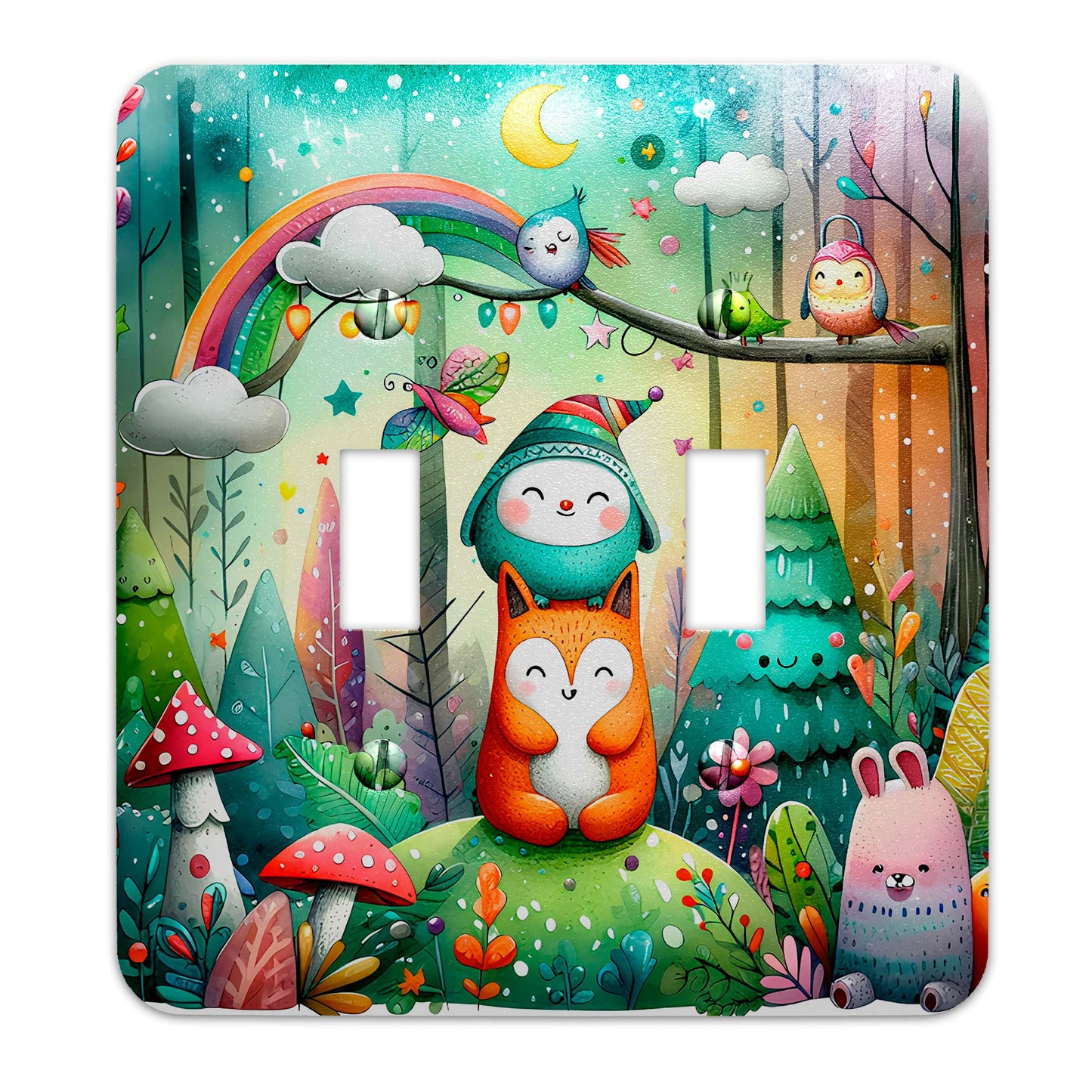 Enchanted Forest Friends Decorative Switchplate | Metal Light Switch Cover, Multiple Sizes, Home Decor - #5364
