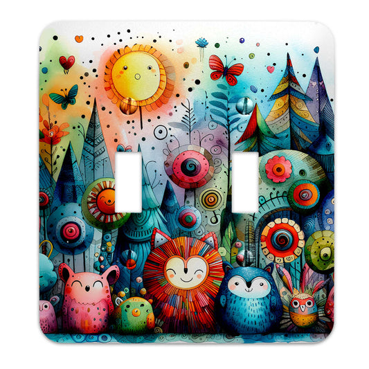 Sun-Kissed Fantasy Forest Decorative Switchplate | Metal Light Switch Cover, Multiple Sizes, Home Decor - #5365
