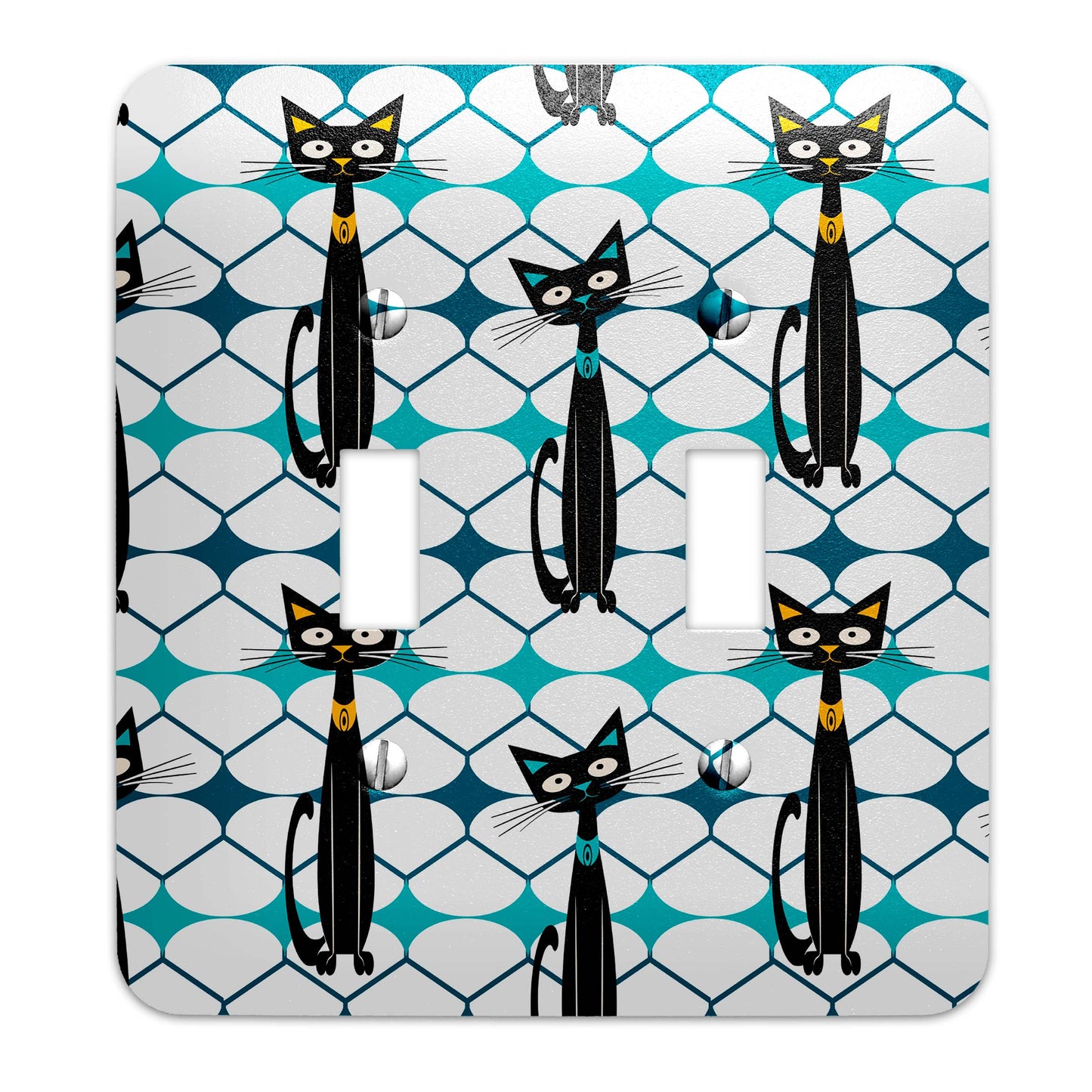 Mid Century Modern Atomic Cat Decorative Switchplate | Metal Light Switch Cover, Multiple Sizes, Home Decor - #5369