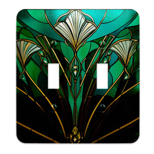 Emerald Bloom Decorative Switchplate | Metal Light Switch Cover, Multiple Sizes, Wall Art, Home Decor - #5382