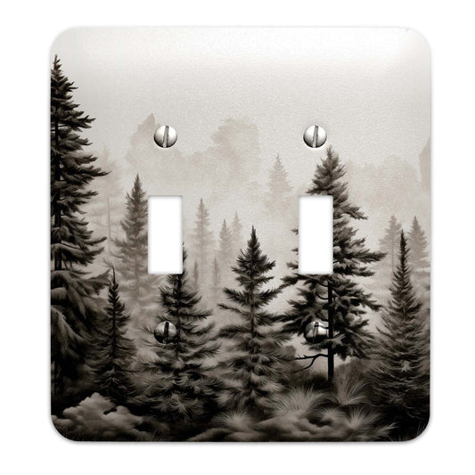 Monochrome Wilderness Decorative Switchplate | Metal Light Switch Cover, Multiple Sizes, Wall Art, Home Decor - #5386