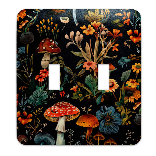Mystic Mushrooms & Wildflowers Decorative Switchplate | Metal Light Switch Cover, Multiple Sizes, Wall Art, Home Decor - #5388