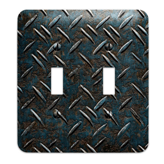 Rustic Diamond Plate Switch Plate Cover – Patina Metal Light Switch, Industrial Wall Decor, Man Cave Gift, Multiple Sizes, Home Decor - #5391