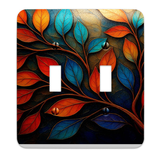 The Turning Leaves Switch Plate Cover – Metal Light Switch, Multiple Sizes, Home Decor - #5394